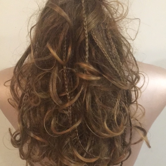 Curls & Braids Hair piece light Brown blondish Red highlights claw comb holder